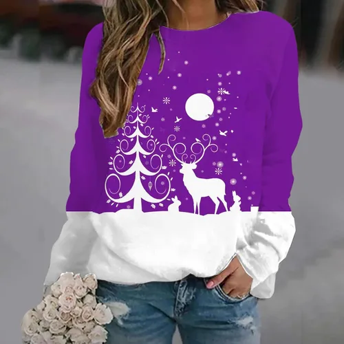 Vista 3 de TXIAOLLY Plus Size Womens Tops,Womens Sweatshirts Casual Tops Floral Printed Crewneck Long Sleeve Pullover Tunic Shirts