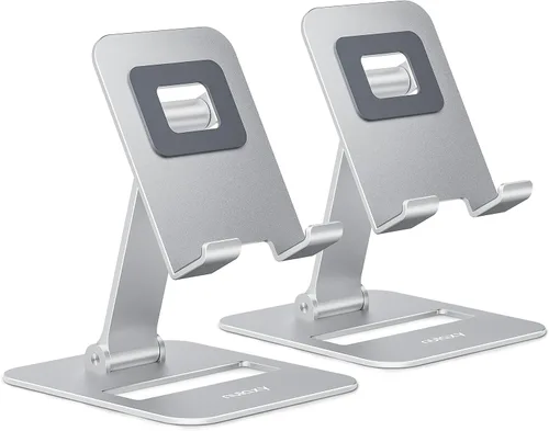 Vista 8 de Nulaxy Paquete de 2 soportes plegables dobles para teléfono celular, soporte de teléfono totalmente ajustable para escritorio, compatible con iPhone