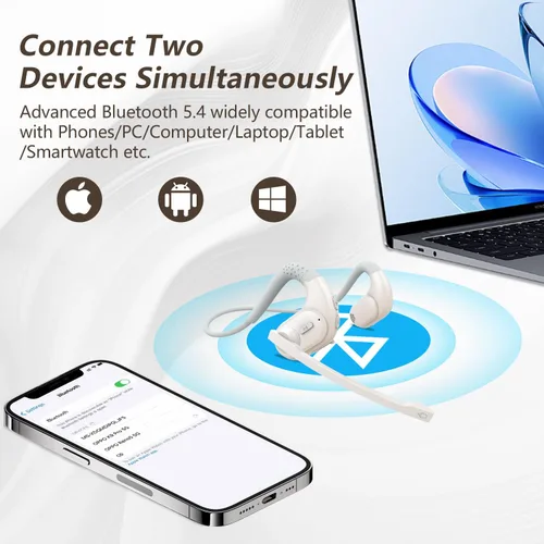 Vista 5 de BANIGIPA Auriculares Bluetooth con micrófono extraíble, auriculares inalámbricos con cancelación de ruido DSP para teléfonos, laptop, computadora