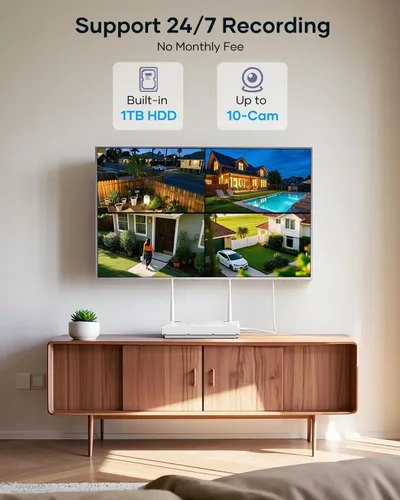 Vista 5 de Sistema de cámara de seguridad inalámbrica para exteriores: 4 piezas de 6 MP con lente dual y pantalla dual PTZ para exteriores con seguimiento