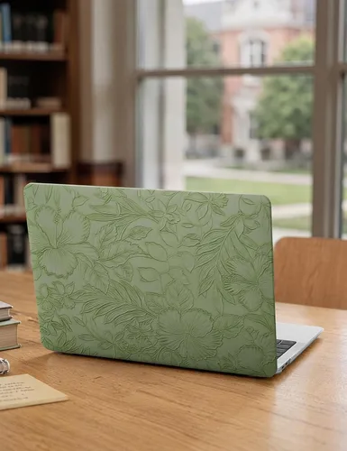 Vista 8 de iCasso - Funda compatible con MacBook Air de 13 pulgadas, versiones 2020-2018 A2337 M1 A2179 A1932, carcasa rígida de plástico con textura de cuero