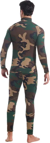 Vista 17 de Conjunto de ropa interior térmica para hombre, ropa interior larga 1#verde militar