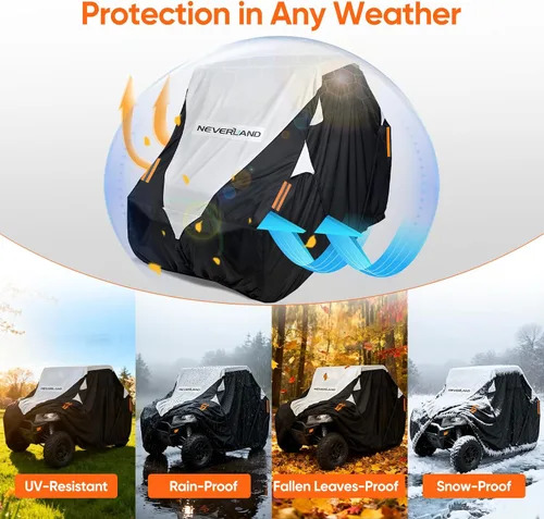 Vista 9 de Neverland Cubierta UTV impermeable 300D resistente 2-3 plazas/4-6 plazas 4 puertas lado a lado, protección para todo tipo de clima, compatible