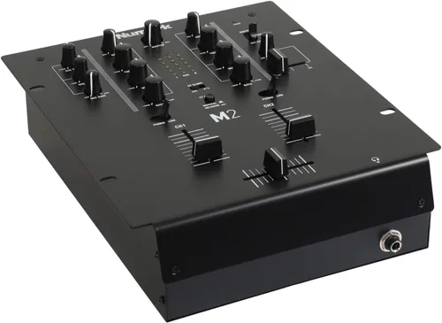 Vista 3 de Numark M2 - Mezclador DJ de 2 canales para scratch, montable en rack con ecualizador de 3 bandas, entrada de micrófono y crossfader reemplazable