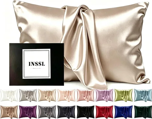 Vista 21 de INSSL - Funda de almohada de seda para mujeres, funda de almohada de seda de morera para cabello y piel, mantente cómoda y transpirable durante
