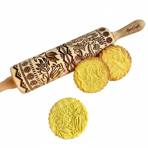 Vista 7 de CANNABIS ROLLING PIN PATRÓN CON HOJAS DE CANNABIS para COOKIES EMBOSSED