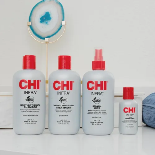 Vista 2 de CHI Kit de estilista para el hogar, champú infrarrojo de 12 onzas, tratamiento de 12 onzas, niebla de queratina de 12 onzas e infusión de seda de 2