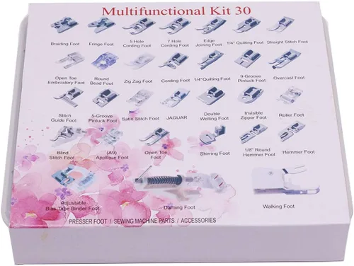 Vista 8 de Juego de 30 prensatelas profesionales para máquina de coser doméstica para hermano, Babylock, cantante, Janome, Elna, Toyota, New Home, Simplicity