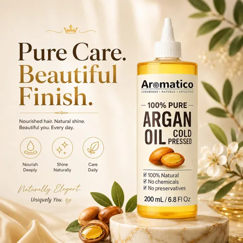 Vista 9 de Aromatico 100% Pure Argan Oil 7 fl oz – Lightweight, Non-Greasy Hair & Skin Oil for Smooth, Shiny Hair & Deep Moisture – Cold Pressed Multipurpose