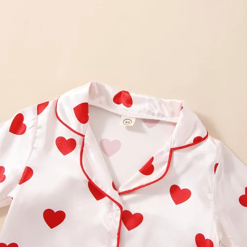 Vista 101 de Conjunto de pijama de manga larga con botones para niña pequeña, conjunto de ropa de dormir