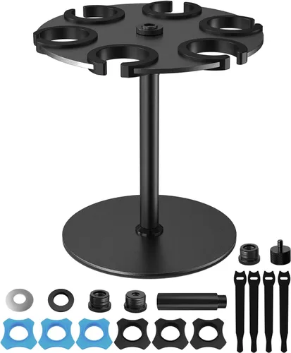 Vista 11 de Soporte para micrófono múltiple de hasta 6 micrófonos, soporte de micrófono de aluminio para micrófonos inalámbricos e inalámbricos, se monta