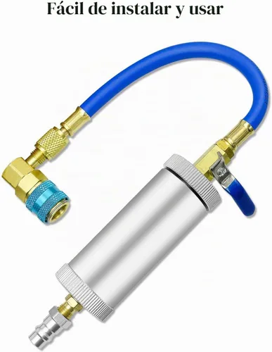 Vista 6 de Inyector de aceite y tinte para aire acondicionado R134A, kit de inyector de aceite para compresor con acoplador rápido de 2 OZ, herramienta HVAC