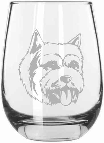 Vista 575 de Shar Pei (chino) - Vaso de vino sin tallo grabado para perro, 15.25 onzas