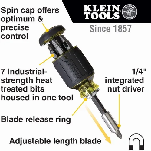 Vista 6 de Klein Tools Juego de llaves hexagonales, 11 tamaños SAE, herramienta de llave Allen plegable resistente con llaves hexagonales extralargas y Klein