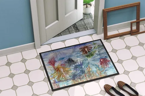 Vista 4 de Caroline's Treasures 8975MAT - Tapete abstracto de sirena de fantasía de agua de 18 x 27 pulgadas, tapete para puerta delantera, para interiores