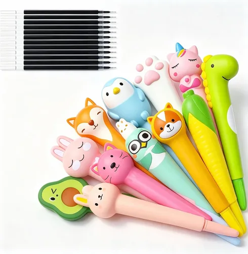 Vista 7 de Cestas de Pascua Kawaii Squishy Pen 4 piezas lindos y divertidos bolígrafos para bolígrafos estacionarios y geniales para regalos adolescentes