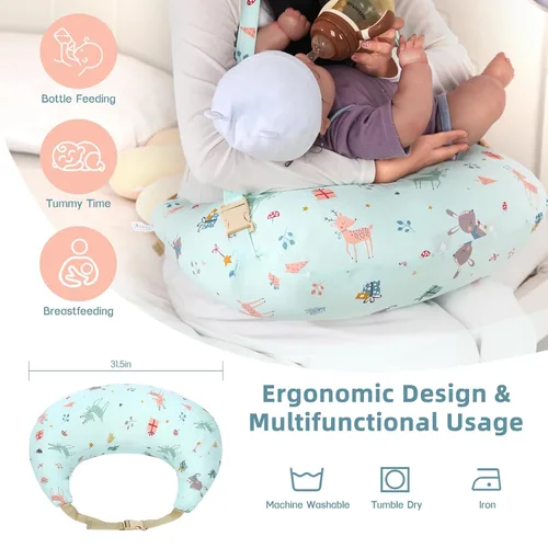 Vista 2 de Almohada de lactancia, almohadas de lactancia materna con funda extraíble de tamaño estándar, almohada de lactancia con relleno transpirable