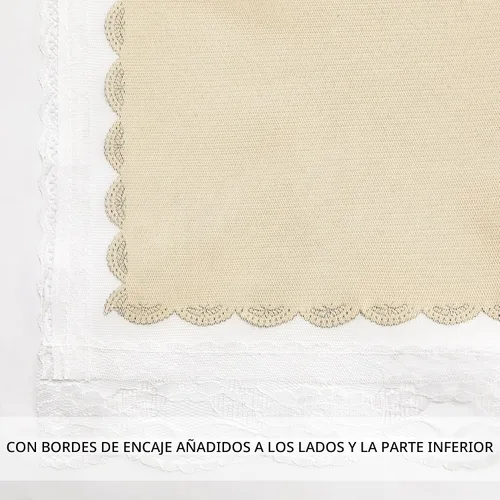 Vista 6 de XiDi - Cortinas beige con superposición transparente para sala de estar y dormitorio, ventana pequeña, 2 paneles, 80% de oscurecimiento, cortinas