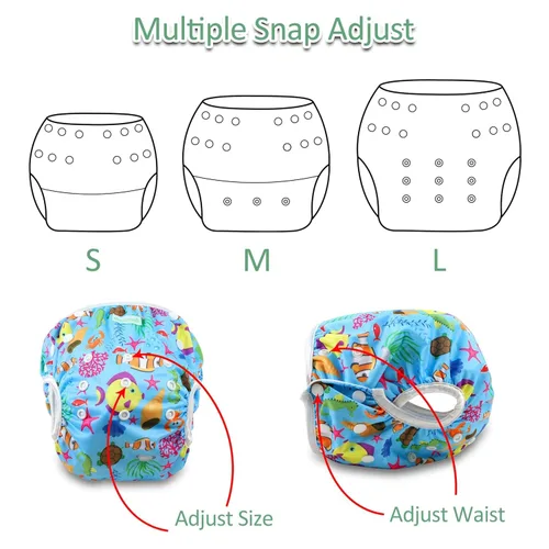 Vista 4 de wegreeco Baby & Toddler Snap One Size Adjustable Reusable Baby Swim Diaper (Chrysanthemum, Large, 3 Pack)