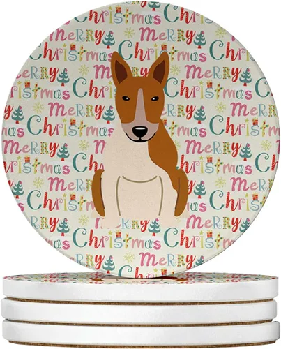 Vista 138 de Abyssinian Sand Terrier Merry Christmas - Posavasos grandes de piedra arenisca (4 unidades)
