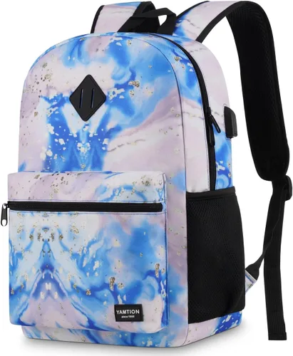 Vista 18 de YAMTION Mochila escolar, mochila clásica unisex para adolescentes con puerto USB para escuela secundaria, universidad, oficina, trabajo, viajes