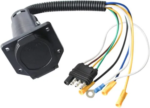 Vista 6 de Kit de conector plano de 4 cables y conector de extremo de vehículo con hoja RV de 7 vías, adaptador de pin plano de 7 vías a 4 vías, enchufe
