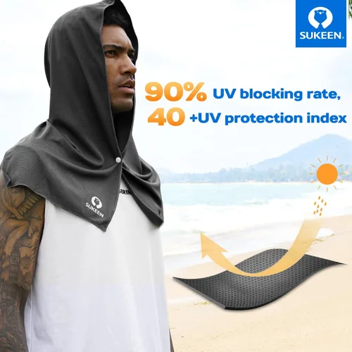 Vista 5 de Sukeen Toalla refrescante con capucha para hombres, toallas refrescantes para el cuello y la cara, se enfría cuando está mojado, envolturas