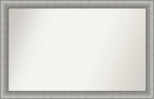 Vista 436 de Amanti Art Espejo de baño plateado para sobre el fregadero, 28 x 37 pulgadas, elegante espejo rectangular de peltre cepillado, marco de madera