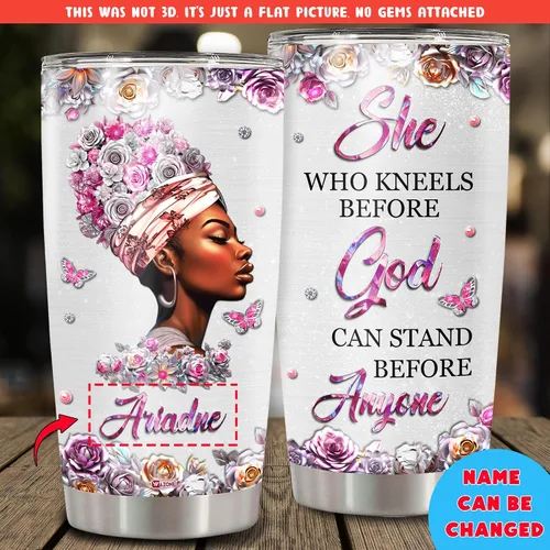 Vista 2 de WAZONE Vaso personalizado de reina negra con tapa, nombre personalizado de la Biblia de la Fe, termo de 20 onzas, 30 onzas, taza de viaje de acero