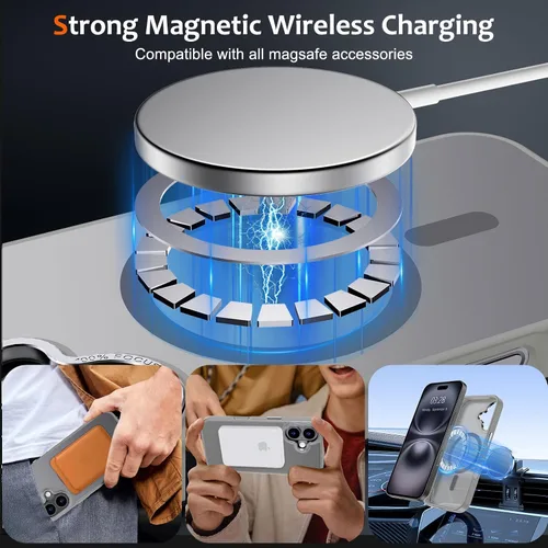 Vista 970 de Anuck - Funda magnética para iPhone 11 compatible con MagSafe, carcasa trasera mate translúcida dura, borde de TPU, delgada, resistente a impactos