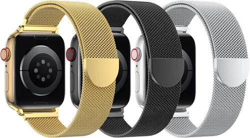 Vista 8 de BELONGME Paquete de 3 correas de malla en bucle compatibles con Apple Watch para mujeres y hombres 40mm 41mm 38mm 42mm 44mm 45mm 49mm 46mm Series 11