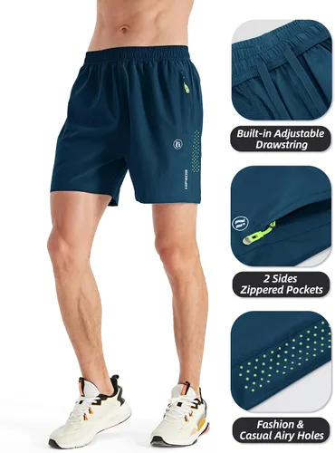 Vista 3 de HIFEOS Pantalones cortos deportivos para hombre, pantalones cortos de entrenamiento para correr, tenis, gimnasio, 5, 7, 9 pulgadas, cómodos