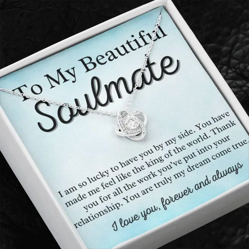 Vista 3 de to My Soulmate Love Knot Necklace - My Lovely Wife, Gifts for Girlfriend, Romantic Gifts for Her from Husband to Wife, Valentine's Day, for Wife WF5
