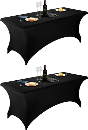 Vista 92 de LZY Cubierta de Mesa Elástica Ajustable de Spandex para Mesa Plegable de 6 pies, 4 pies o 8 pies, Mantel de Cóctel Rectangular, Perfecto para Champn