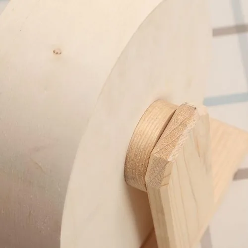 Vista 6 de Rueda de madera para correr de hámster, rueda de ejercicio de madera para mascotas pequeñas, juguete de juego para ratas, jerbos, chinchillas