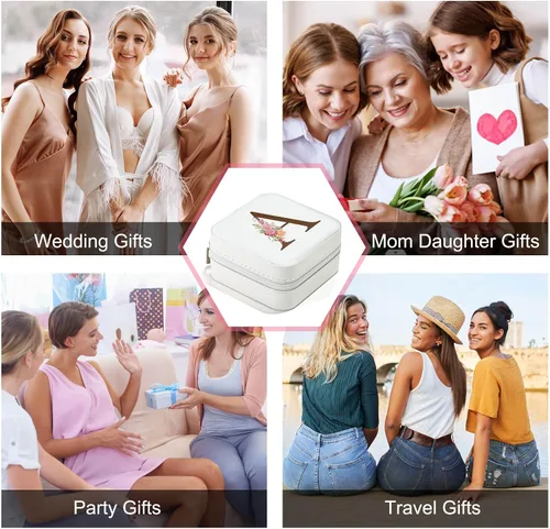 Vista 8 de Parima Regalos personalizados para adolescentes y adolescentes Joyero pequeño de viaje, organizador de joyas, regalos de cumpleaños para mujeres