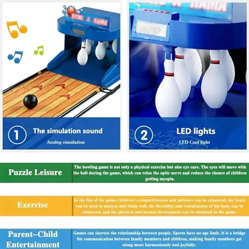 Vista 5 de Juego de bolera interior para el hogar, consola deportiva de bolos plegable, divertido juego de bolos familiar para niños y adultos, perfecto