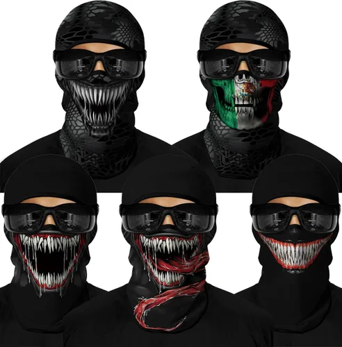 Vista 57 de Pasamontañas 3D, máscara de cara completa, resistente al viento, máscara de esquí con calavera táctica para motocicleta, ciclismo, Halloween 4