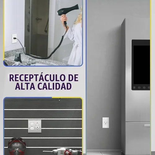 Vista 4 de ENERLITES Tomacorriente de un solo receptáculo, resistente a manipulaciones, grado comercial, 3 cables, tornillo de puesta a tierra, 2 polos, 5-15R