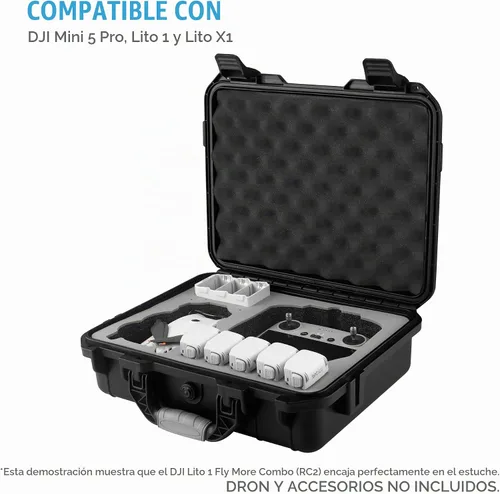 Vista 9 de INNVO - Carcasa rígida impermeable para DJI Mini 5 Pro/Lito 1 Fly More