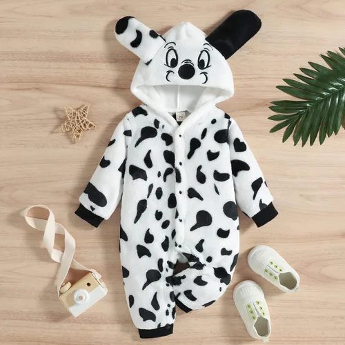 Vista 3 de GRNSHTS Baby Boy Girls Halloween Romper Velvet Hoodied Dalmatian Jumpsuit Toddler Costumes Cartoon Animal Clothes