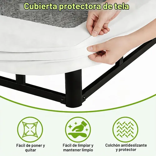 Vista 4 de Seiugaga - Base de cama de metal de 10 pulgadas con cubierta de tela