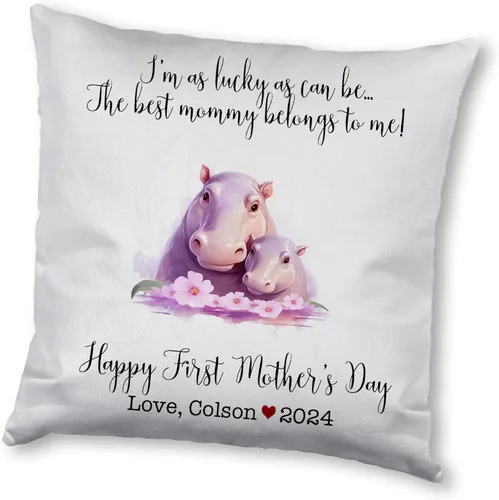 Vista 9 de Generic Custom Mama Hippopotamus with Childs, First Mother's Day Custom Pillowcase, Personalized Mother's Day Pillowcase, Gift for Mom, Home Decor