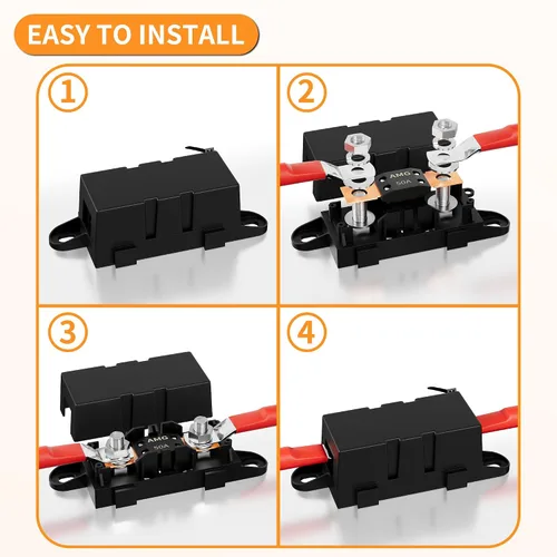 Vista 4 de Joinfworld Fusible MEGA de 50A, Fusible Automotriz de Alta Corriente para Atornillar 50 Amp MEGA/AMG para Autos, Camiones, Vehículos