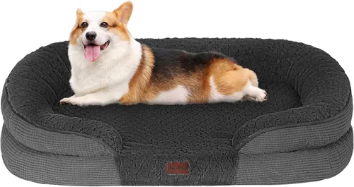 Vista 23 de Dwanton - Cama ortopédica para perros medianos con espuma de gel de memoria, sofá impermeable para perros, cama lavable para mascotas con cojín