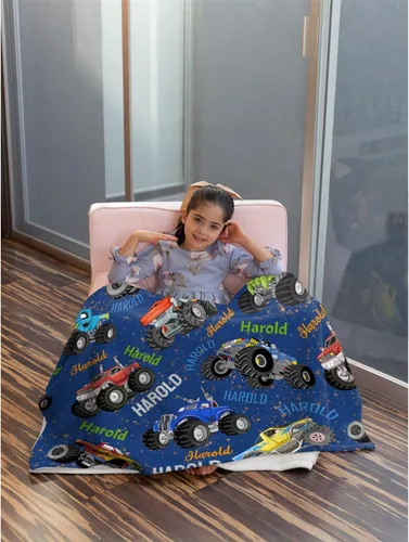 Vista 135 de Manta de bebé con texto en inglés «Just A Boy Who Loves Trucks» para niños y niñas, manta súper suave para envolver al recién nacido, acogedora