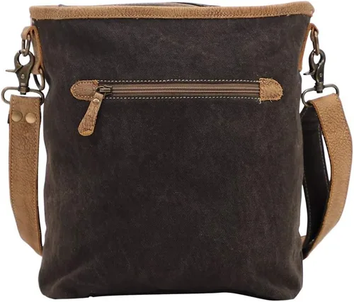 Vista 4 de Myra Bag Bolso De Hombro De Lona Y Cuero Con Estampado Tango S-1436, Marrón marfil