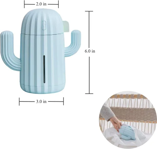 Vista 5 de Mini humidificador, Humidificadores de habitación, individual con luz nocturna, Humidificador de aire de cactus portátil para yoga, oficina, spa