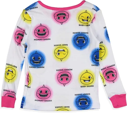 Vista 5 de Komar Kids Baby Shark - Conjunto de pijama familiar de 4 piezas para niñas pequeñas