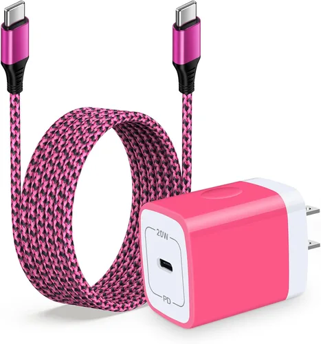 Vista 14 de Cargador rápido de iPhone 16e para iPhone 17 Air 16 Pro Max/16 Pro/16 Plus/16/15, iPad Pro Air Mini, cable de carga USB C a C de 6 pies para Samsung